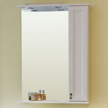 Зеркало Аллигатор МИЛАНА 2-60R, с подсветкой и шкафчиком, шкаф справа, цвет белый, 60*17*99,5 см