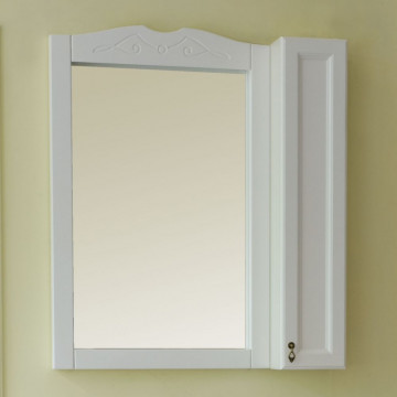 Зеркало Аллигатор МИЛАНА 4-55 R, с одним шкафчиком, шкаф справа, цвет белый, 55*16*99,5 см