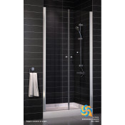 Душевая дверь двухстворчатая Vegas E2P (knob) 0090 01 01 профиль белый/стекло прозрачное