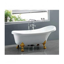 Акриловая ванна Cerutti SPA C-2014-1 (150×75×73) на львиных алюминиевых золотых лапах