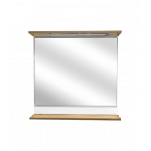 Зеркало Misty Турин 100 с полочкой (свет) орех глянец/белый