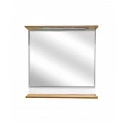Зеркало Misty Турин 80 с полочкой (свет) орех глянец/белый