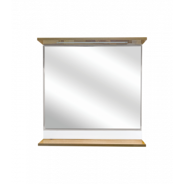 Зеркало Misty Турин 80 с полочкой (свет) орех глянец/белый