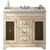 Тумба напольная Misty Ницца 100 с 3-мя ящиками белая патина