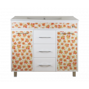 Тумба напольная Misty Канада 90 белая с 3 ящиками (кленовый лист)