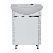 Тумба напольная Misty Престиж 60 прямая белая серебряная патина