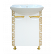 Тумба напольная Misty Престиж 60 прямая белая золотая патина