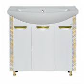 Тумба напольная Misty Престиж 80 прямая белая золотая патина