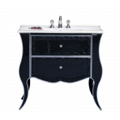 Тумба напольная Misty Анжелика 100 черная с серебром с 2 ящиками /столешница