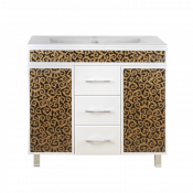 Тумба напольная Misty Марокко 90 белая с 3 ящиками (орнамент)