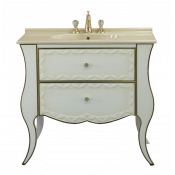 Тумба напольная Misty Анжелика 100 бежевая сусальное золото с 2 ящиками /столешница