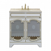 Тумба напольная Misty Элис 80 белая патина стекло/столешница