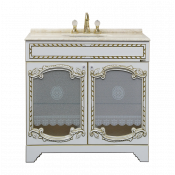 Тумба напольная Misty Элис 90 белая патина стекло/столешница