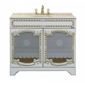 Тумба напольная Misty Элис 100 белая патина стекло/столешница