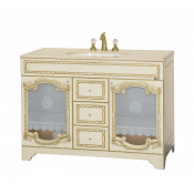 Тумба напольная Misty Элис 120 с 3 ящиками бежевая патина стекло/столешница