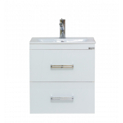 Тумба подвесная Misty Онтарио 60 с 2 ящиками конус белая White