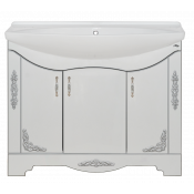 Тумба напольная Misty Рига 105 прямая белая с серебром