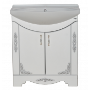 Тумба напольная Misty Рига 75 прямая белая с серебром