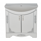 Тумба напольная Misty Рига 85 прямая белая с серебром