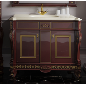 Тумба с раковиной напольная Misty Мануэлла GOLD 120 бордовая глянец