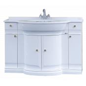 Тумба напольная Misty Мелиса 130 с 2 ящиками белая глянцевая