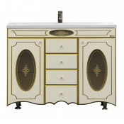 Тумба напольная Misty Монако 120 с 4 ящиками бежевая патина/стекло