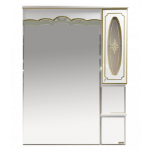 Зеркальный шкаф Misty Монако 90 правый белая патина/стекло