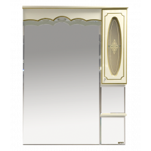 Зеркальный шкаф Misty Монако 90 правый бежевая патина/стекло