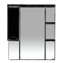Зеркальный шкаф Misty Жасмин 85 левый (свет) черная плёнка