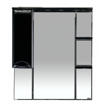 Зеркальный шкаф Misty Жасмин 85 левый (свет) черная плёнка