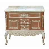 Тумба напольная Misty Bianco 100 с 2 ящиками коричневая серебряная патина