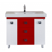 Тумба напольная Misty Эллада 100 с 3 ящиками комбинированная бело/красная