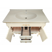 Тумба напольная Misty Bianco 100 с 2-мя ящиками бежевая сусальное золото