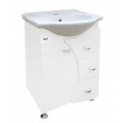 Тумба с раковиной напольная Misty Каролина 60 с 3-мя ящиками левая белая