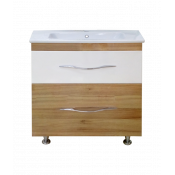 Тумба напольная Misty Турин 80 с 2 ящиками орех глянец/белый