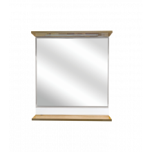 Зеркало Misty Турин 60 с полочкой (свет) орех глянец/белый