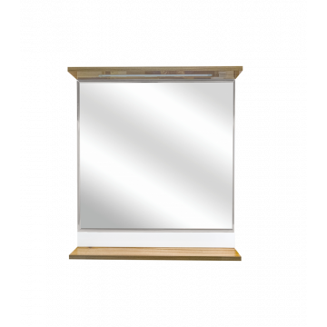 Зеркало Misty Турин 60 с полочкой (свет) орех глянец/белый