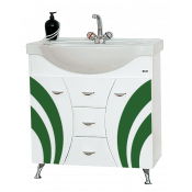 Тумба напольная Misty Каролина 80 с 3-мя ящиками зеленая (стекло)