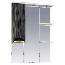 Зеркальный шкаф Misty Лорд 75 (свет) левый комбинированный бело-черный