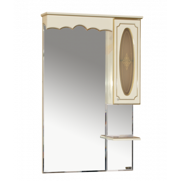 Зеркальный шкаф Misty Монако 70 правый бежевая патина/стекло