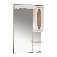 Зеркальный шкаф Misty Монако 70 правый белая патина/стекло