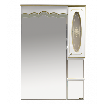 Зеркальный шкаф Misty Монако 80 правый белая патина/стекло