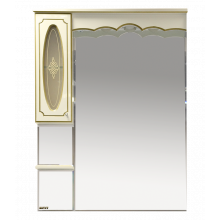 Зеркальный шкаф Misty Монако 90 левый бежевая патина/стекло