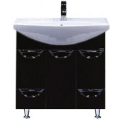 Тумба напольная Misty Орхидея 85 с 2 ящиками черная эмаль