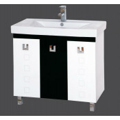 Тумба напольная Misty Эллада 75 прямая комбинированная черная эмаль