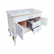 Тумба напольная Misty Bianco 100 с 2-мя ящиками белая сусальное золото