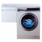 Тумба подвесная Misty Фостер 40 с 1 ящиками под стиральную машину, раковина левая, белая