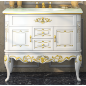 Тумба с раковиной Misty Bianco 80 СО000007127 с 2-мя ящиками бежевая сусальное золото