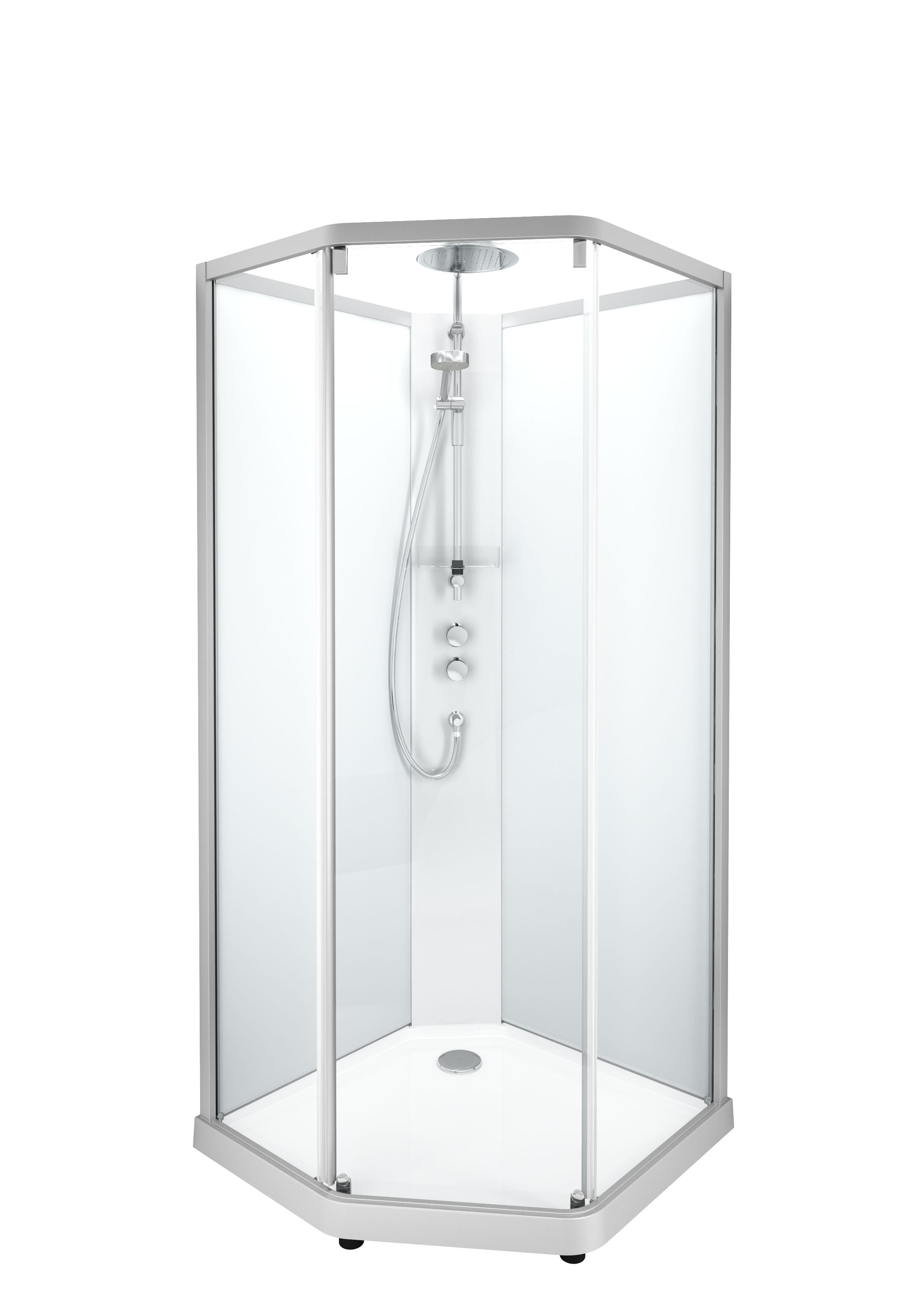 Душевая кабина IDO Showerama 10-5 Comfort 558.204.306 пятиугольная 900х800 мм профиль аллюминий прозрачное стекло