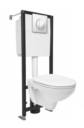 Подвесной унитаз с инсталляцией комплект Cersanit 3 в 1 Delfi Black S-SET-DEL/Black/TPL/Cg-w